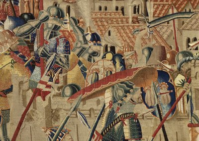 Tapijt met de veroveringen van koning Alfonso V van Portugal (Conquistas de Alfonso V de Portugal), Tournai (detail) door Flemish School