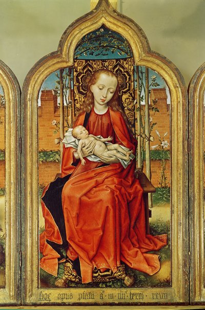 Drieluik van Jean de Witte, centraal paneel: Maagd en Kind door Flemish School