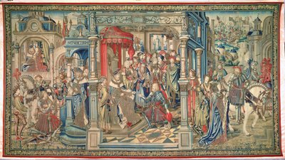 Uria de Hethiet naar Zijn Dood Gestuurd, Wandtapijt van David en Bathseba, ca. 1510-15 door Flemish School