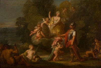Venus geeft wapens aan Aeneas door Flemish School
