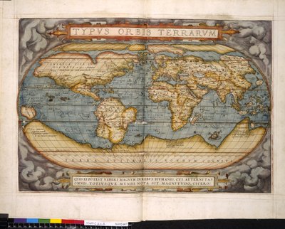 Wereldkaart, Theatrum Orbis Terrarum, door Abraham Ortelius door Flemish School
