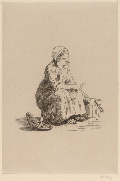 De kleine aardappelschiller door Félicien Rops