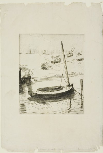 De boot met neergelaten zeil door Félix Henri Bracquemond