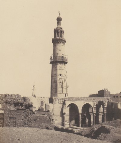 Djirdjeh, Moskee in Ruïnes aan de Oever van de Nijl, 1851-52, gedrukt 1853-54 door Félix Teynard