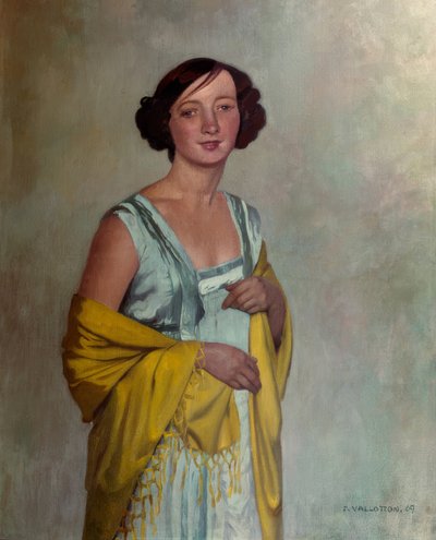 Portret van een dame met een gele sjaal door Félix Vallotton