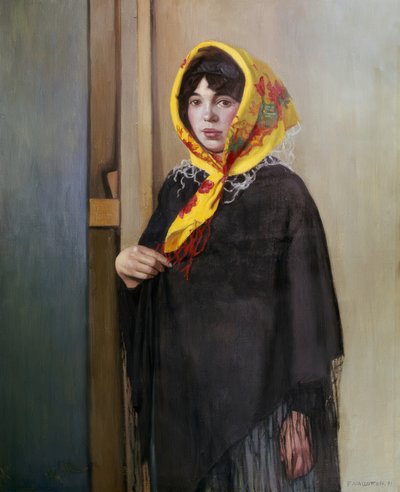 Jonge vrouw met gele sjaal door Félix Vallotton
