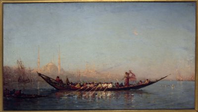 Constantinopel, de caïque van de Sultana, tussen 1880 en 1890 door Félix Ziem