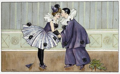 Pierrot en Colombine - getekend door Florence Hardy, begin 20e eeuw door Florence Hardy
