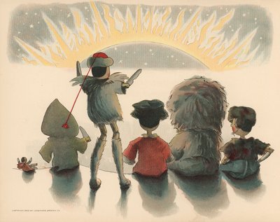 Illustratie voor De Golliwoggs Poolavonturen door Florence K. Upton