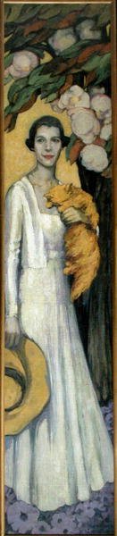 Portret van Emily MacFadden met haar Kat door Florence Lundborg
