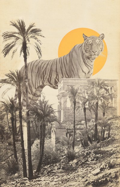 Grote Tijger in Ruïnes en Palmen door Florent Bodart