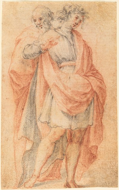 Twee Mannelijke Figuren: Een Jongeling en een Oude Man door Florentine 17th Century