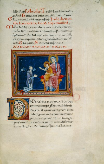 Madonna op haar troon met het Kind en schenker (Cod. Pluteo XVII.3, c. 155) door Florentine School