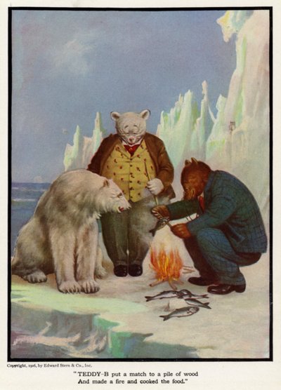 Teddy - B stak een lucifer aan een stapel hout en maakte een vuur en kookte het eten door Floyd V. Campbell