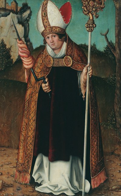 Duits:  Hl. Heilige Erasmus door Follower of Lucas Cranach the Elder