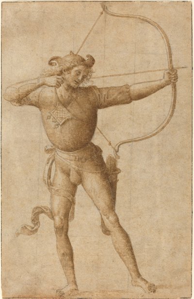 Boogschutter die een Boog Spant door Follower of Pietro Perugino