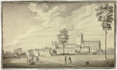 Oude abdijkerk door Follower of Samuel Hieronymus Grimm