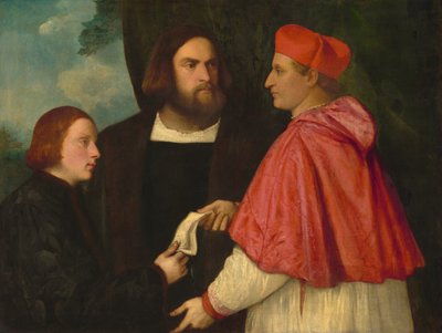 Girolamo en Kardinaal Marco Corner Investeren Marco, Abt van Carrara, met Zijn Beneficie door Follower of Titian