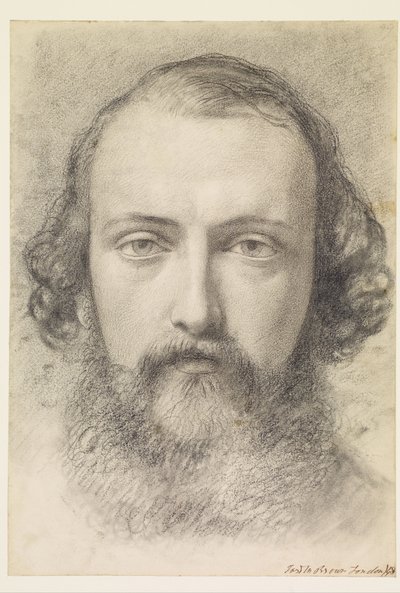 Portret: Hoofdstudie van Daniel Casey (Gezicht in volle omvang) door Ford Madox Brown