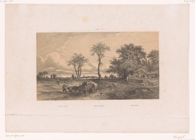 Boerenkar met ossen in een Hongaars landschap door Fortuné Ferogio