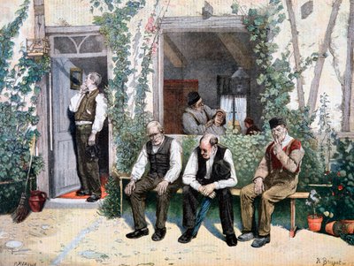 Bij de kapper, 1895 door Fortuné Méaulle