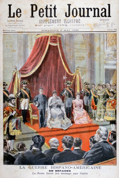 De Spaanse Koningin houdt een toespraak, Spaans-Amerikaanse Oorlog, 1898 door Fortuné Méaulle