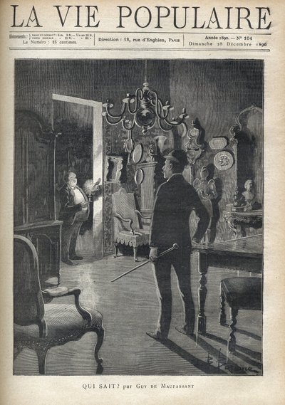 Een man verrast een indringer thuis midden in de nacht. Illustratie van F. Meaulle naar B. Borione voor 