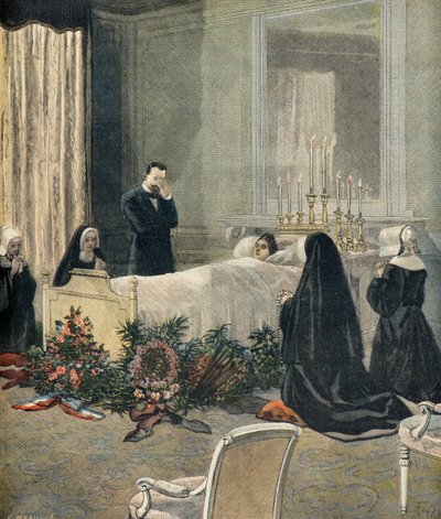 Cecile Carnot op haar sterfbed door Fortune Louis Meaulle