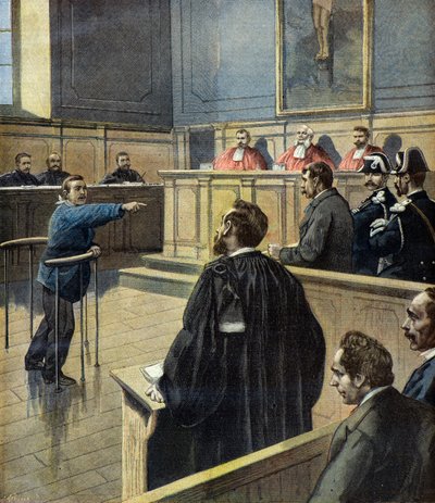 In de rechtszaal noemt Eugene Redon Alfred Pacotte de moordenaar door Fortune Louis Meaulle