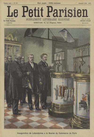 Inhuldiging van laboratoria op de Parijse goederenbeurs door Fortune Louis Meaulle