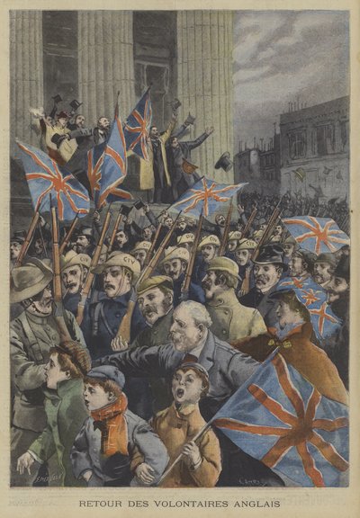 Soldaten van de City of London Imperial Volunteers marcheren door Londen na hun terugkeer uit de Boerenoorlog door Fortune Louis Meaulle