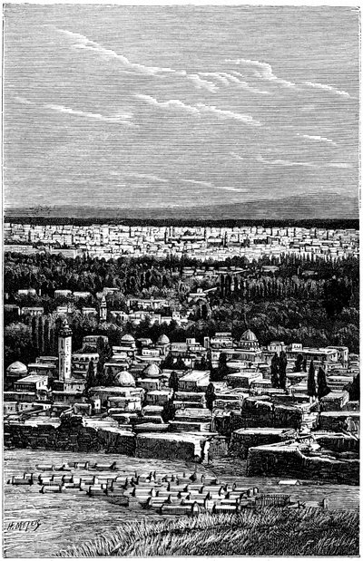 Syrië: Damascus rond 1900 - Moslimbegraafplaats - gravure door Meyer en Meaulle uit het boek “A l