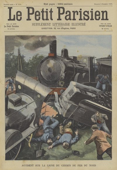 Treincrash op de Chemin du Fer du Nord, Frankrijk door Fortune Louis Meaulle