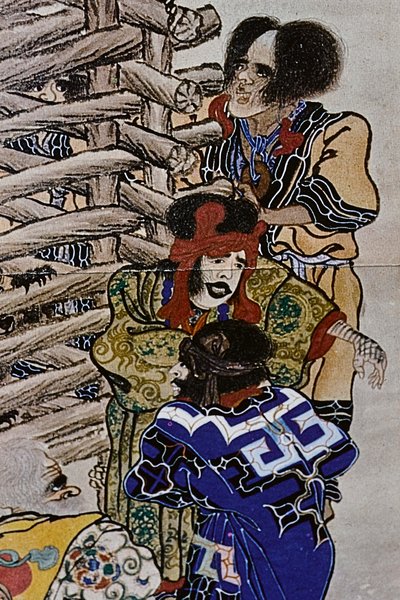 De grote leiders van de achttiende-eeuwse Ainu: Itokoi en Shinichi uit Akkeshi, Chosama uit Uraashibetsu en Shonko uit Noshappu, in het bijzonder, illustratie door Fosco Maraini