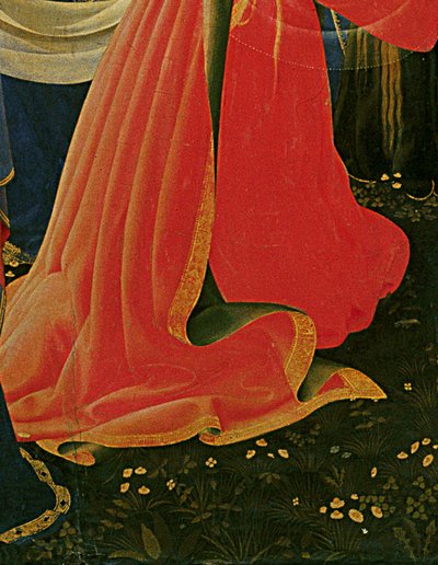 Detail van Santa Trinita Altaarstuk, lijst en pinakels door Lorenzo Monaco (Piero di Giovanni) (ca. 1370-1425) voltooid ca. 1434 door Fra  Angelico