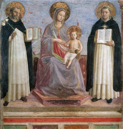 De Maagd en het Kind met SS Dominic en Thomas van Aquino door Fra  Angelico