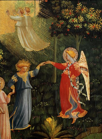 Het laatste oordeel: de dans van de uitverkorenen in het Paradijs door Fra  Angelico