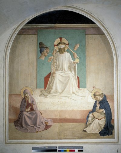 Christus bespot met de Maagd en Sint Hiëronymus. Fresco van Guido di Pietro door Fra Angelico