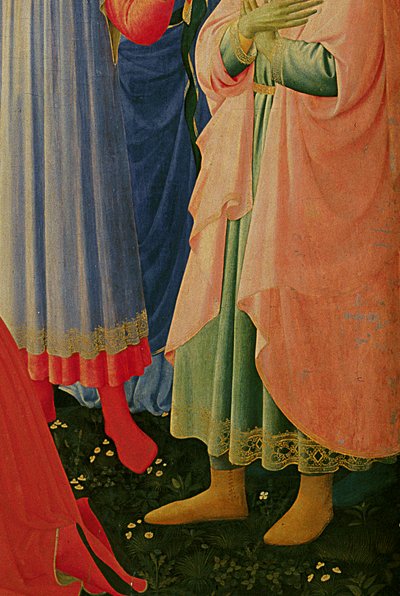 (detail) Altaarstuk van Santa Trinita, lijst en pinakels door Lorenzo Monaco door Fra Angelico