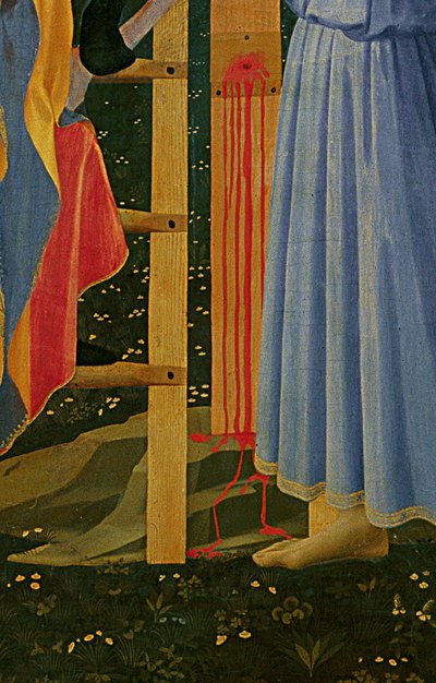 (detail) Altaarstuk van Santa Trinita, lijst en pinakels door Lorenzo Monaco door Fra Angelico