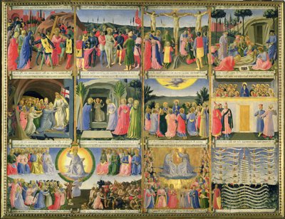 Scènes uit de Passie van Christus en het Laatste Oordeel, oorspronkelijk laden van een kast die zilver opsloeg, c.1450-53 (tempera op paneel) door Fra Angelico
