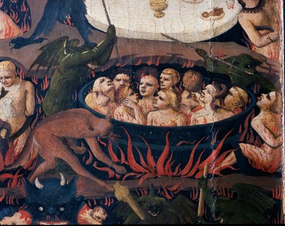 Het Laatste Oordeel: Hel - De zielen van de verdoemden onderworpen aan marteling in de kringen van de Hel, 1432-1435 door Fra Angelico