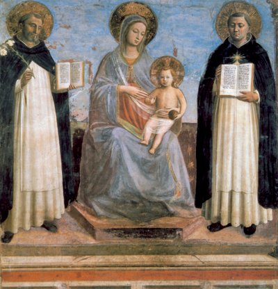 Maagd en kind met St. Antonius van Padua en St. Thomas van Aquino, vroege 15e eeuw door Fra Angelico