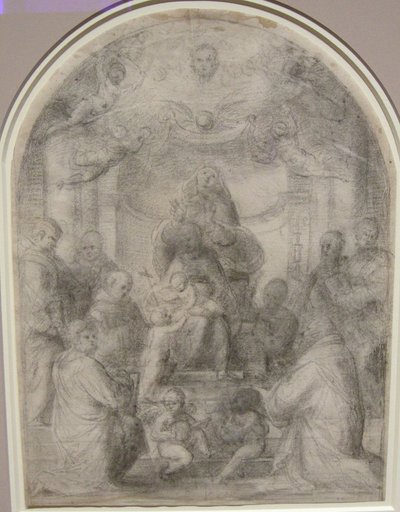 madonna met kind en heiligen door Fra Bartolomeo