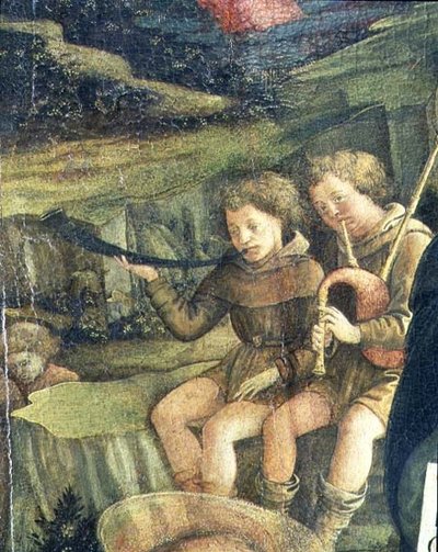 Twee muzikale herders (detail) door Fra Filippo Lippi