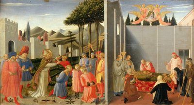 Sint Nicolaas Bevrijdt een Onschuldige Man Veroordeeld tot de Dood van het Perugia Altaarstuk, ca. 1437 door Fra Giovanni Angelico da Fiesole