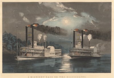 Een middernachtrace op de Mississippi door Frances Flora Bond Palmer