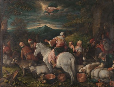Abraham verlaat Haran door Francesco (1549-92) (attr. to) Bassano