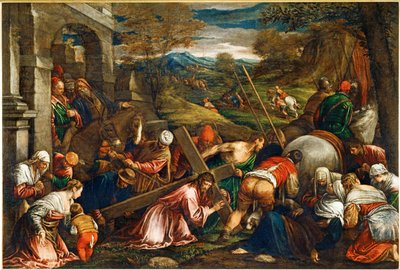 La Montee au Calvaire - Jezus Christus die het kruis draagt ... door Francesco (1549 92) Bassano