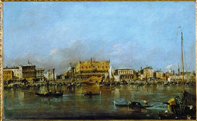 Het Dogenpaleis in Venetië gezien vanaf het San Marco bassin ... door Francesco (circle of) Guardi